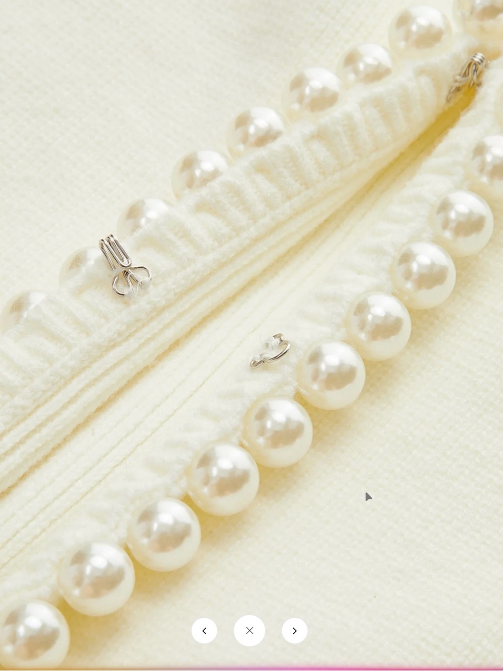 Commense Pearl- Decor Cap Sleeve Cardigan - White - Large - Picture 5 of 6